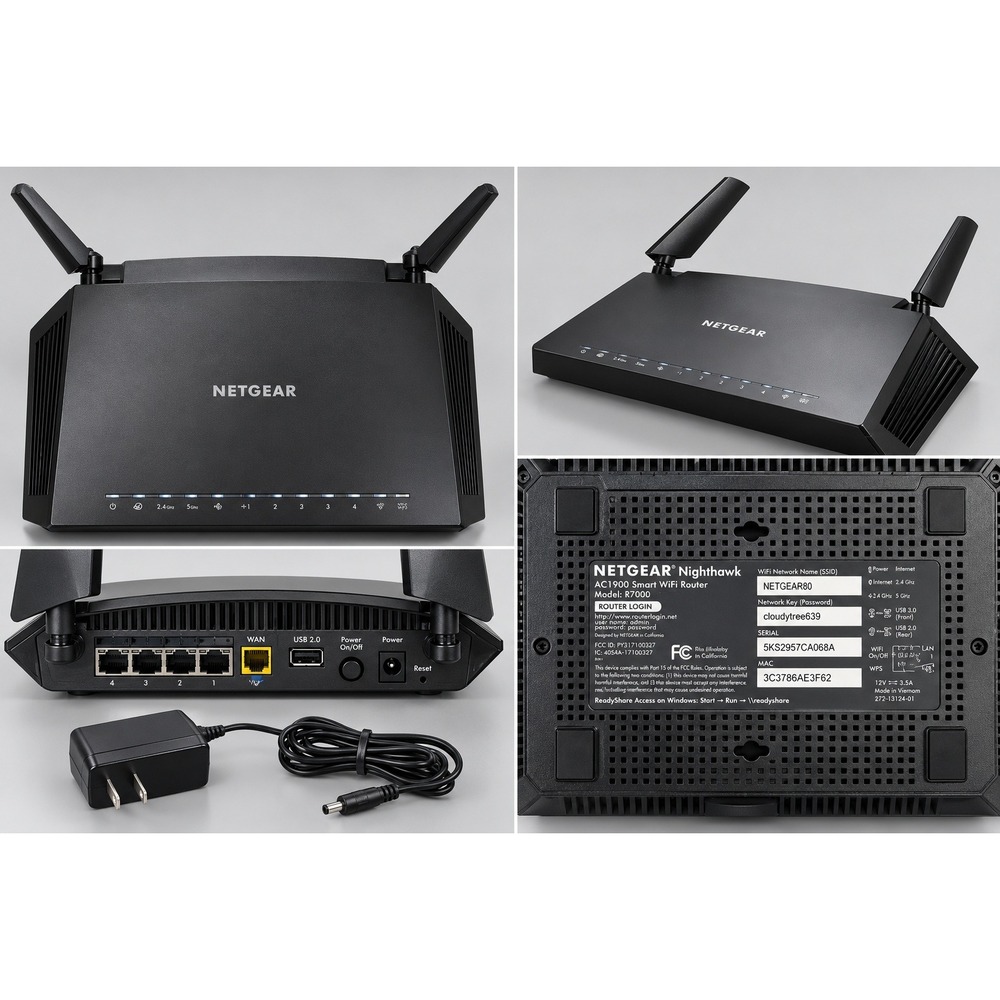 NETGEAR Nighthawk AC1900 Smart WiFi Router R7000 Dual Band Gigabit Black